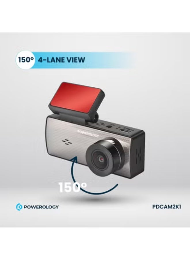 باورولوجي كاميرا داش FHD للسيارات مع عدستين أمامية وخلفية، عدسة أمامية 2560x1440، عدسة خلفية، بطاقة 64GB، واي فاي مدمج، مستشعر G مع مسجل فيديو DVR للسيارة، مراقب مواقف 24 ساعة. - Image 5